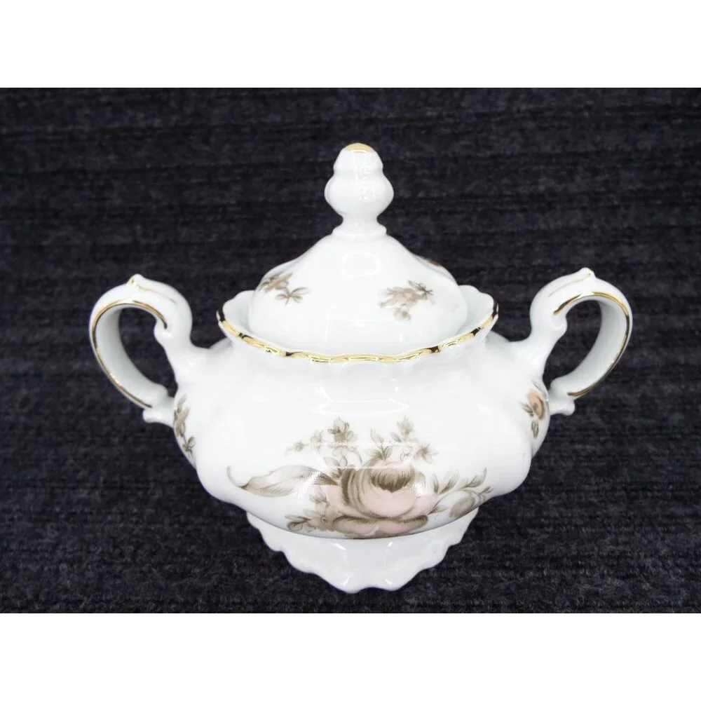 Johann Haviland Sepia Rose Creamer Sugar Bowl Set Bavaria Germany